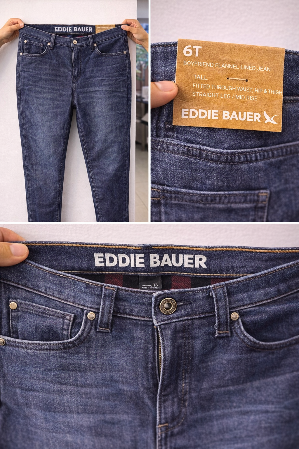 Jeans de mezclilla Eddie Bauer talla 36 para hombre con forro interior afelpado